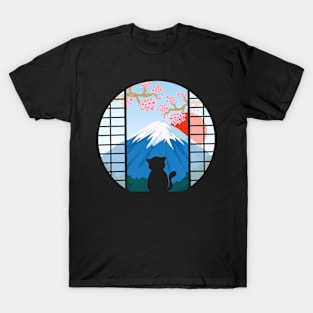 Cat in mt. Fuji T-Shirt